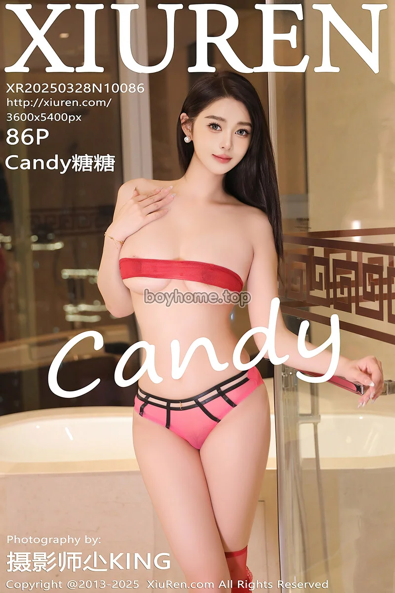 [XiuRen秀人网] NO.10086 模特Candy糖糖性感白T配黑短裙露红色丝袜秀丰腴身材诱惑写真