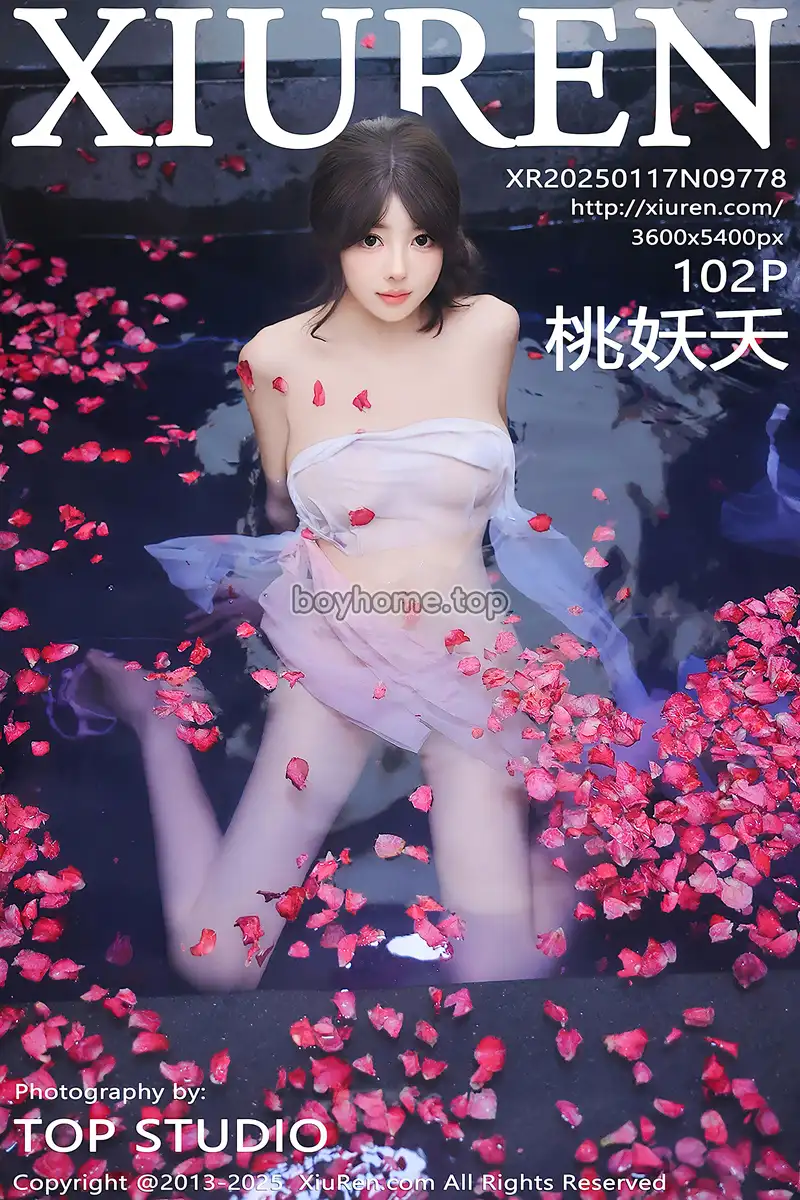 [XiuRen秀人网] NO.9778 模特桃妖夭浴池场景性感白色薄纱服饰花瓣浴秀惹火身材诱惑写真