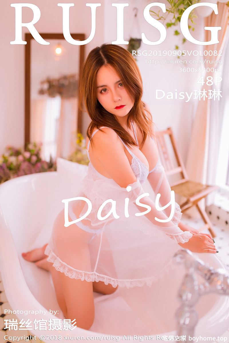 [RUISG瑞丝馆] Vol.082 嫩模Daisy琳琳居家私房白色蕾丝内衣秀完美身材豪乳诱惑写真