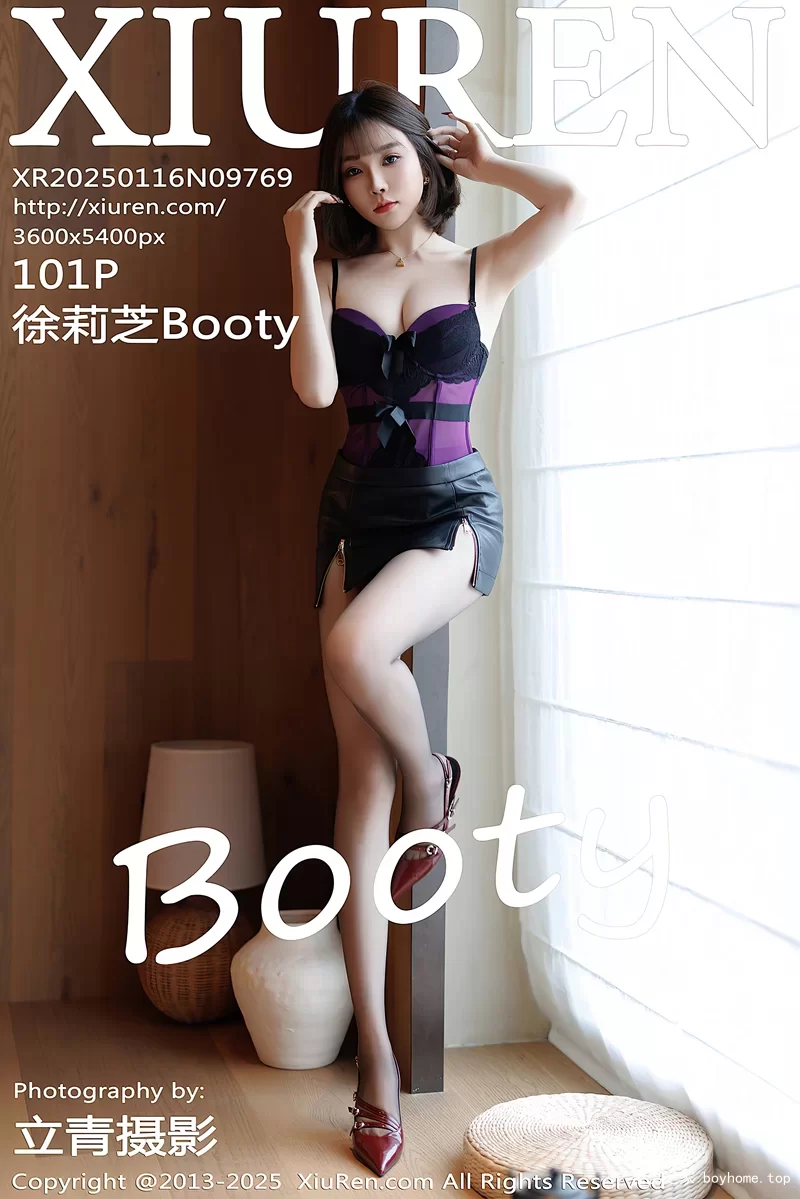 [XiuRen秀人网] NO.9769 女神徐莉芝Booty性感黑色情趣内衣配黑丝吊袜秀完美身材诱惑写真